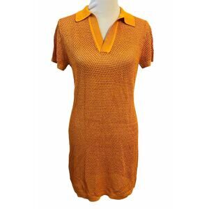 NWT Rag & Bone Leah Polo Knit Mesh Dress •S• Orange Cover Up $295